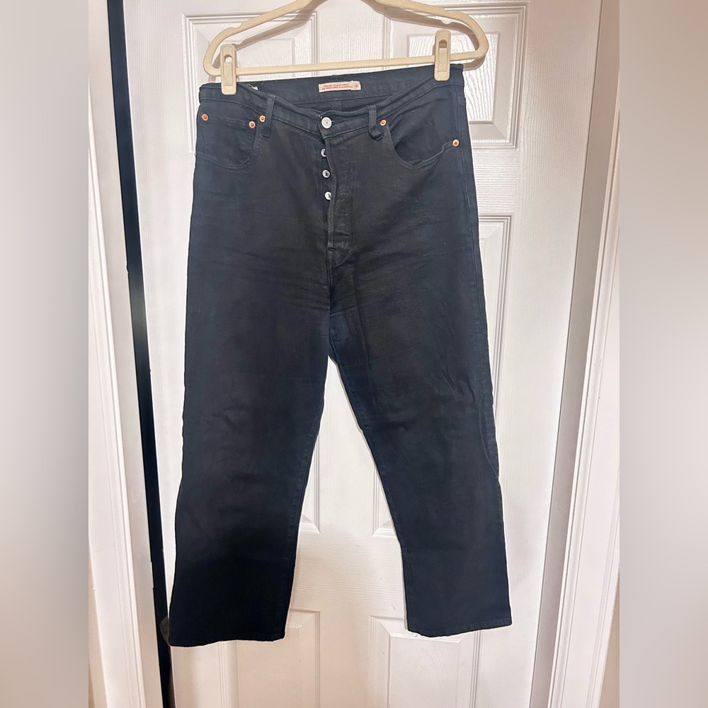 Levis Ribcage Black Straight Ankle Jeans